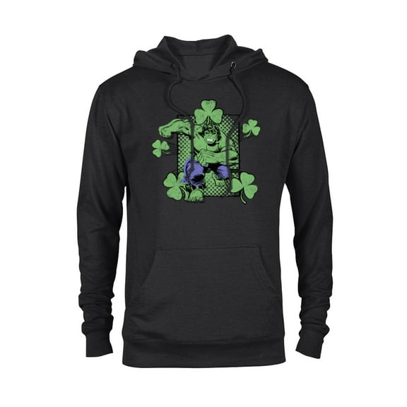 Marvel Super Heroes Hulk Green Shamrocks St. Patrick's Day - Pullover Hoodie for Adults - Customized-Black
