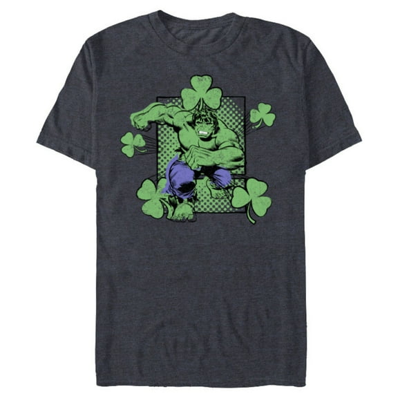 Marvel Incredible Hulk St. Patrick's Day Shamrock - Short Sleeve Blended T-Shirt for Adults - Customized-Navy Heather