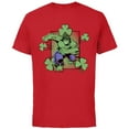 thumbnail image 1 of Marvel Super Heroes Hulk Green Shamrocks St. Patrick's Day - Short Sleeve Cotton T-Shirt for Adults - Customized-Red, 1 of 5
