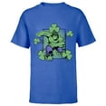 thumbnail image 1 of Marvel Super Heroes Hulk Green Shamrocks St. Patrick's Day - Short Sleeve T-Shirt for Kids - Customized-Royal, 1 of 5