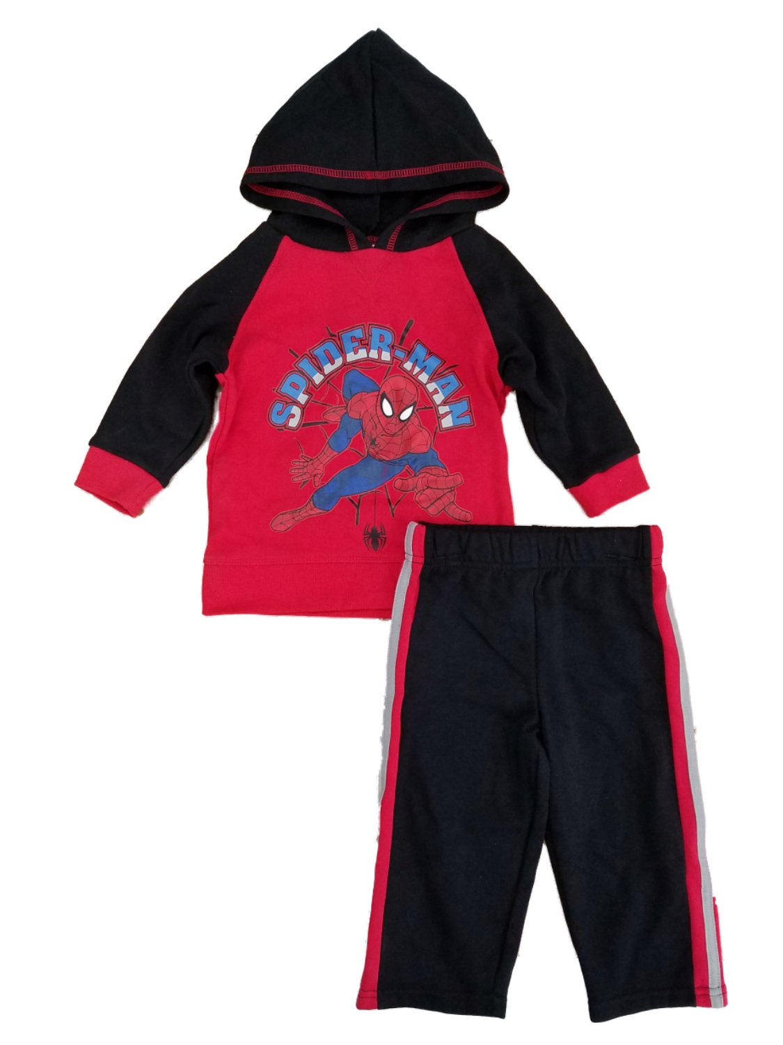 Marvel Infant Boys Spiderman Baby Outfit Red/Black Hoodie & Sweat Pants Set - image 1 of 1