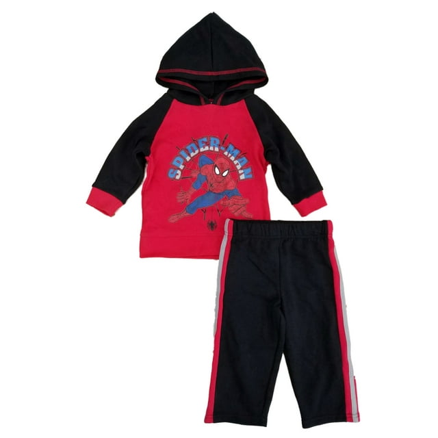 Marvel Infant Boys Spiderman Baby Outfit Red/Black Hoodie & Sweat Pants Set