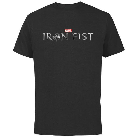 Marvel Iron Fist Series Logo - Short Sleeve Cotton T-Shirt for Adults - Customized-Black