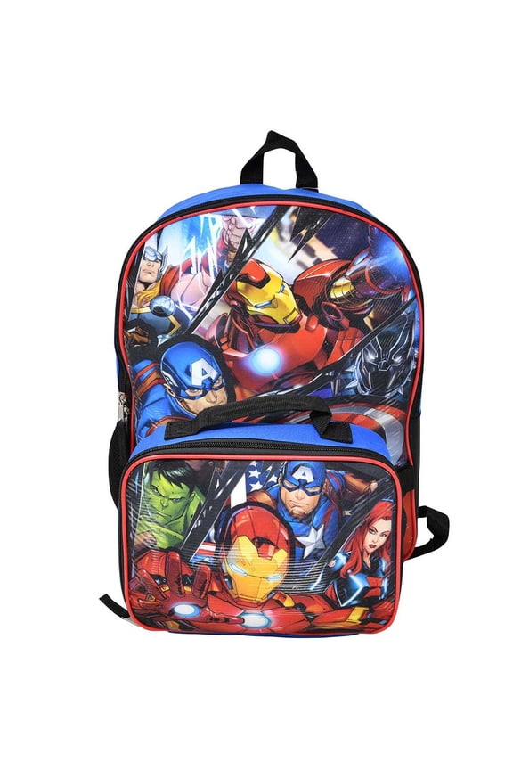 Iron Man 16" Shoulder Backpack for School with Rectangular Lunch Bag for Boys