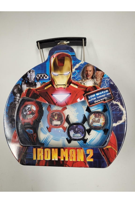 - Iron Man 2 Tin Box, LCD Watch With Snap-On Covers