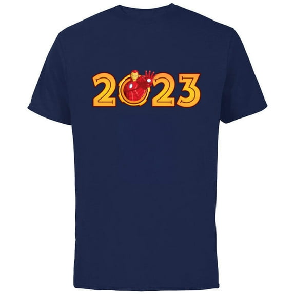 Marvel Iron Man 2023 New Year - Short Sleeve Cotton T-Shirt for Adults - Customized-Navy