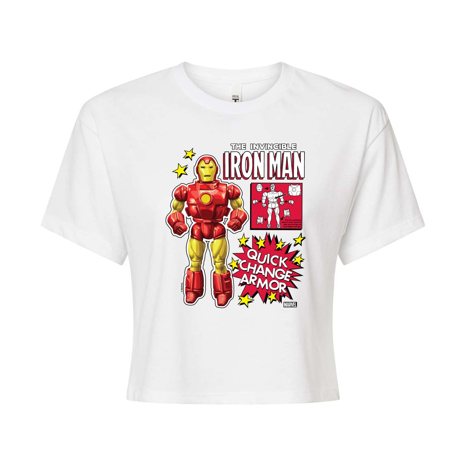 Marvel Iron Man - Action Figure - Juniors Cropped Graphic T-Shirt