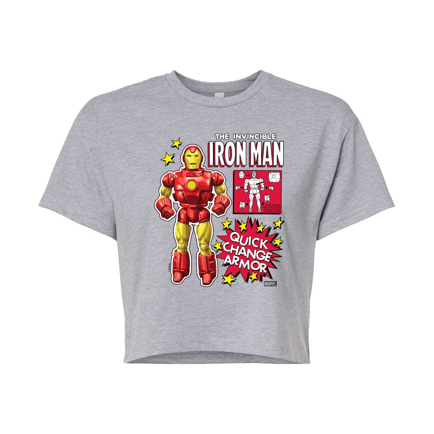 Marvel Iron Man - Action Figure - Juniors Cropped Graphic T-Shirt