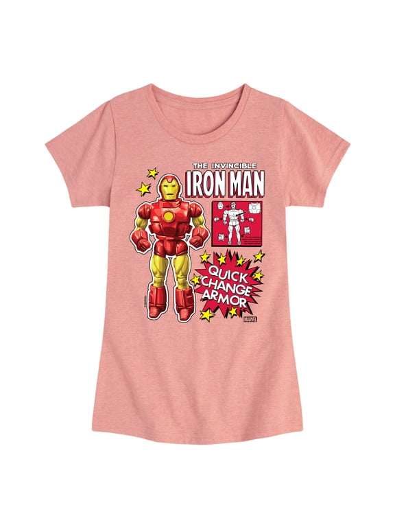 Iron Man - Action Figure - Toddler And Youth Girls Fitted Short Sleeve Graphic T-Shirt
