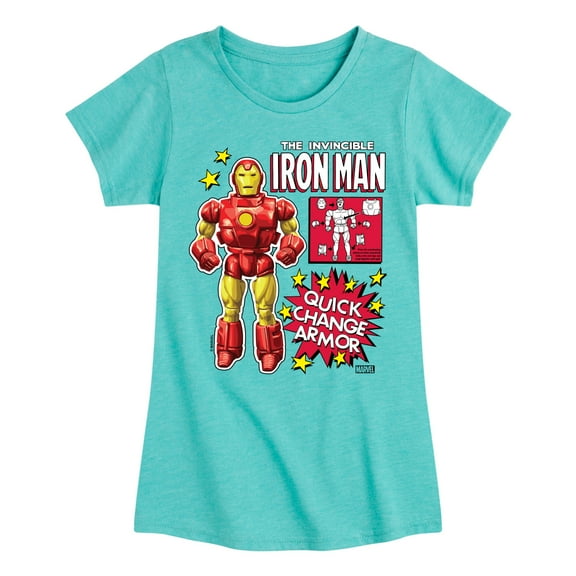 Marvel Iron Man - Action Figure - Toddler And Youth Girls Fitted Short Sleeve Graphic T-Shirt
