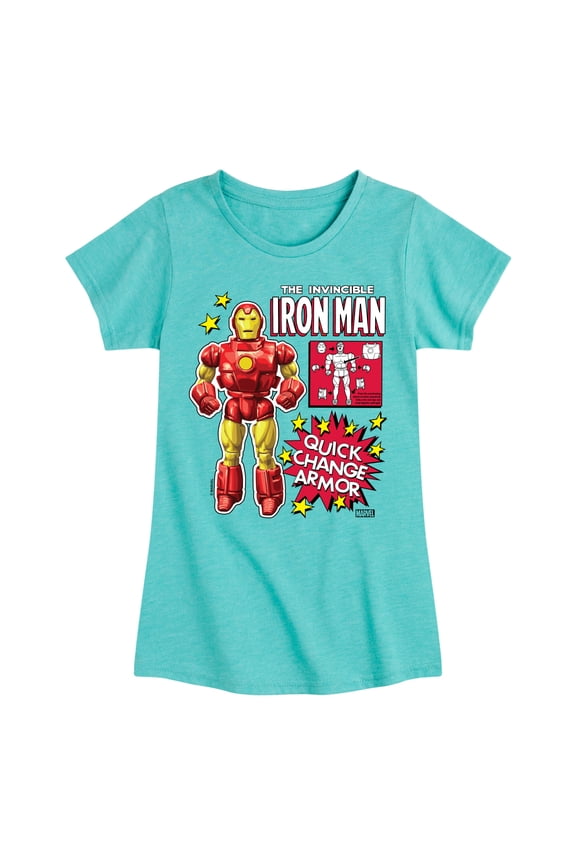 Iron Man - Action Figure - Toddler And Youth Girls Fitted Short Sleeve Graphic T-Shirt