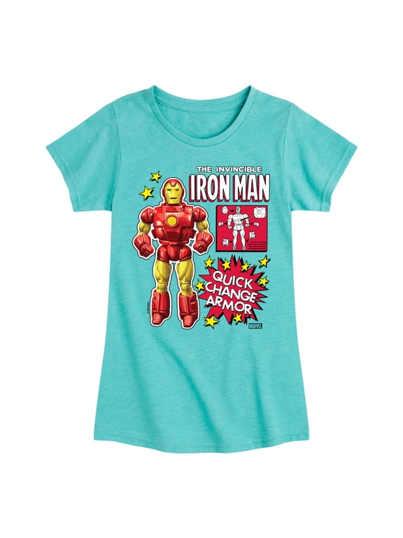Iron Man - Action Figure - Toddler And Youth Girls Fitted Short Sleeve Graphic T-Shirt