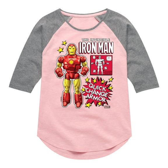 Marvel Iron Man - Action Figure - Toddler And Youth Girls Shirt Tail Raglan