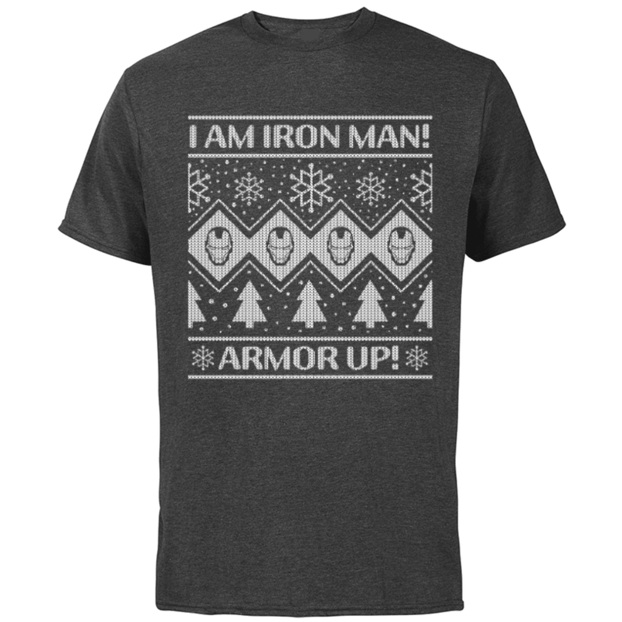 Marvel Iron Man Armor Up Holiday - Short Sleeve Cotton T-Shirt for Adults - Customized-Charcoal