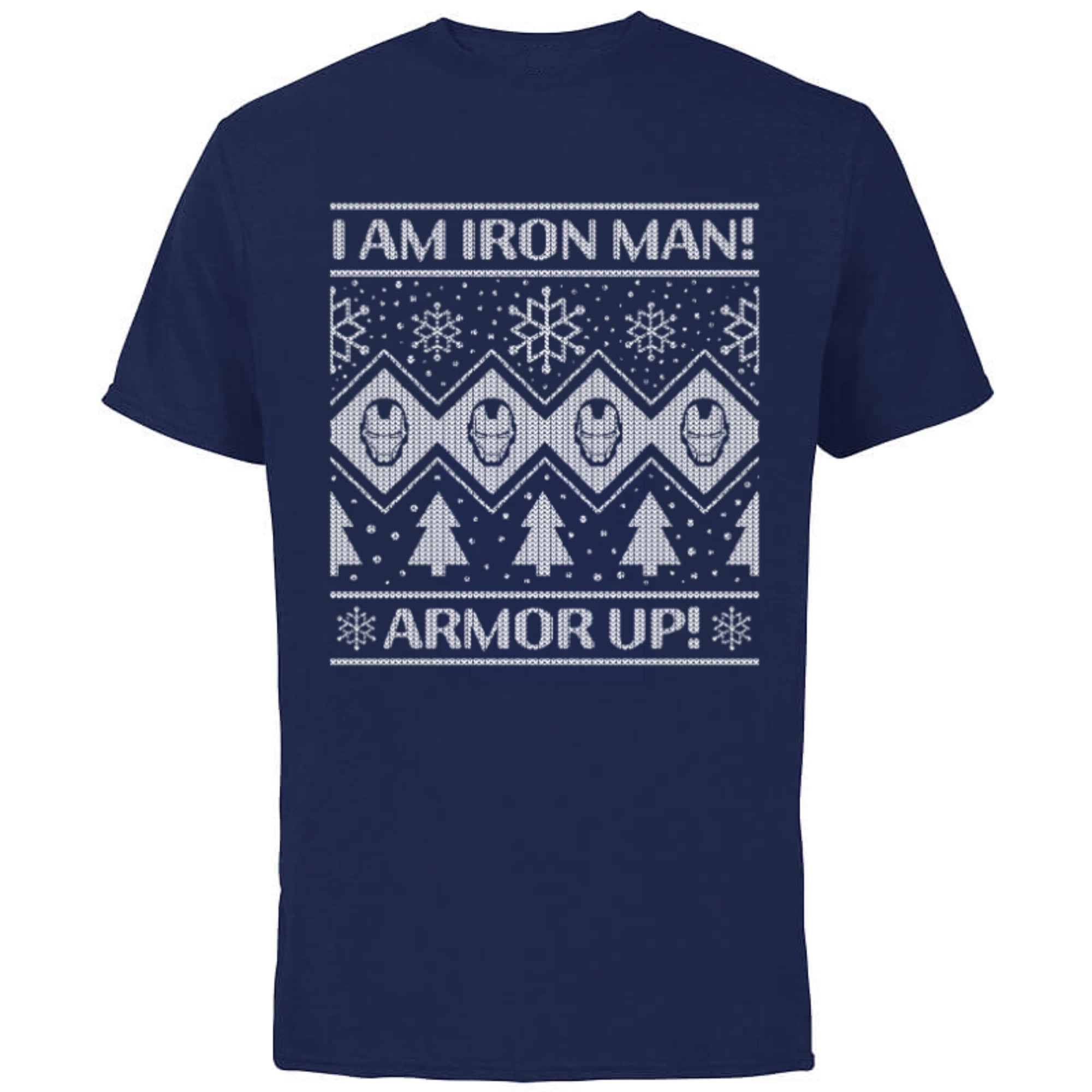 Marvel Iron Man Armor Up Holiday - Short Sleeve Cotton T-Shirt for Adults - Customized-Navy