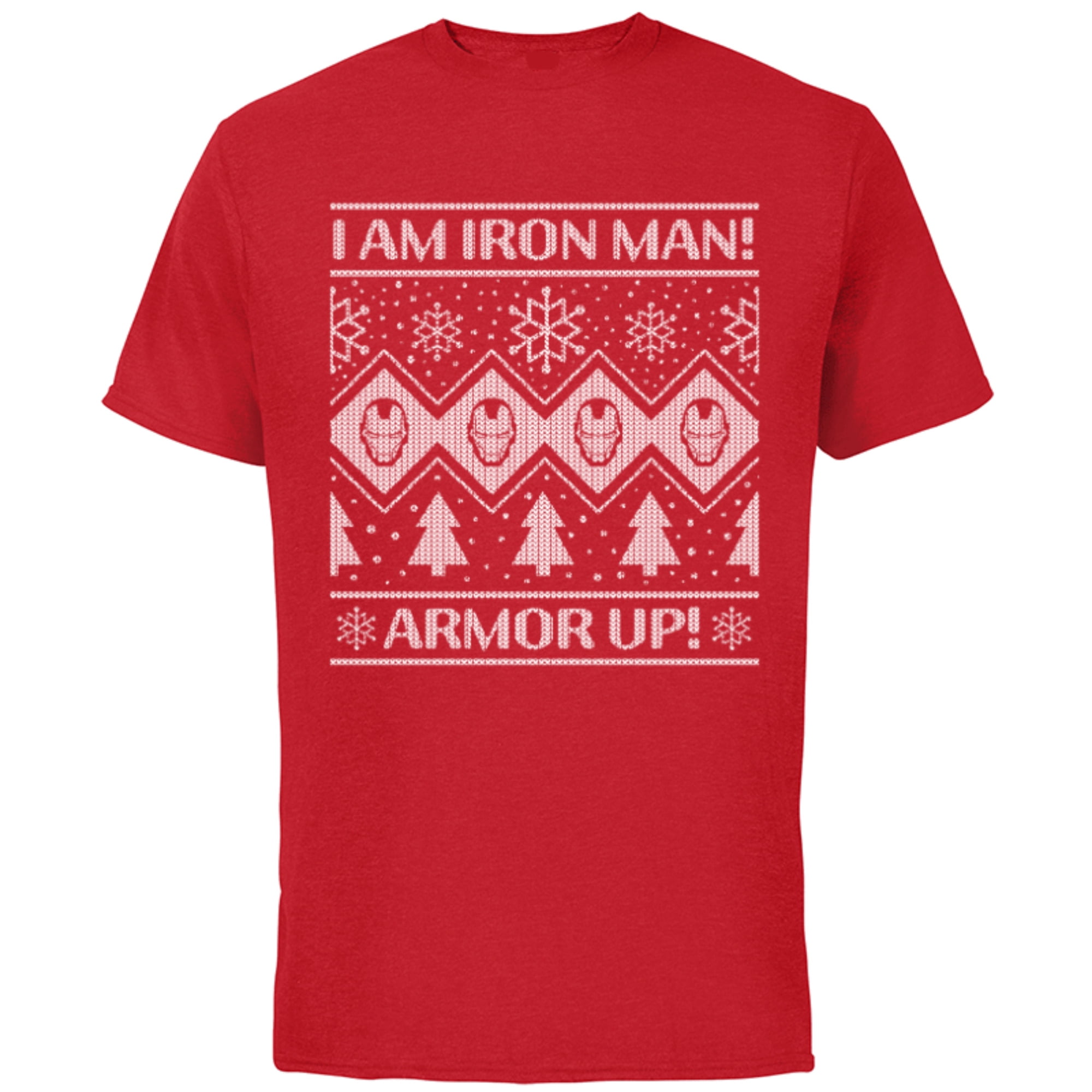 Marvel Iron Man Armor Up Holiday - Short Sleeve Cotton T-Shirt for Adults - Customized-Red