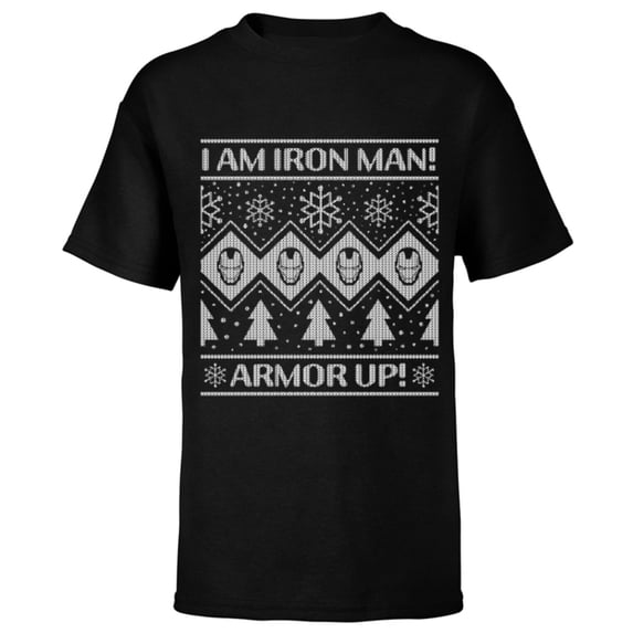 Marvel Iron Man Armor Up Holiday - Short Sleeve T-Shirt for Kids - Customized-Black