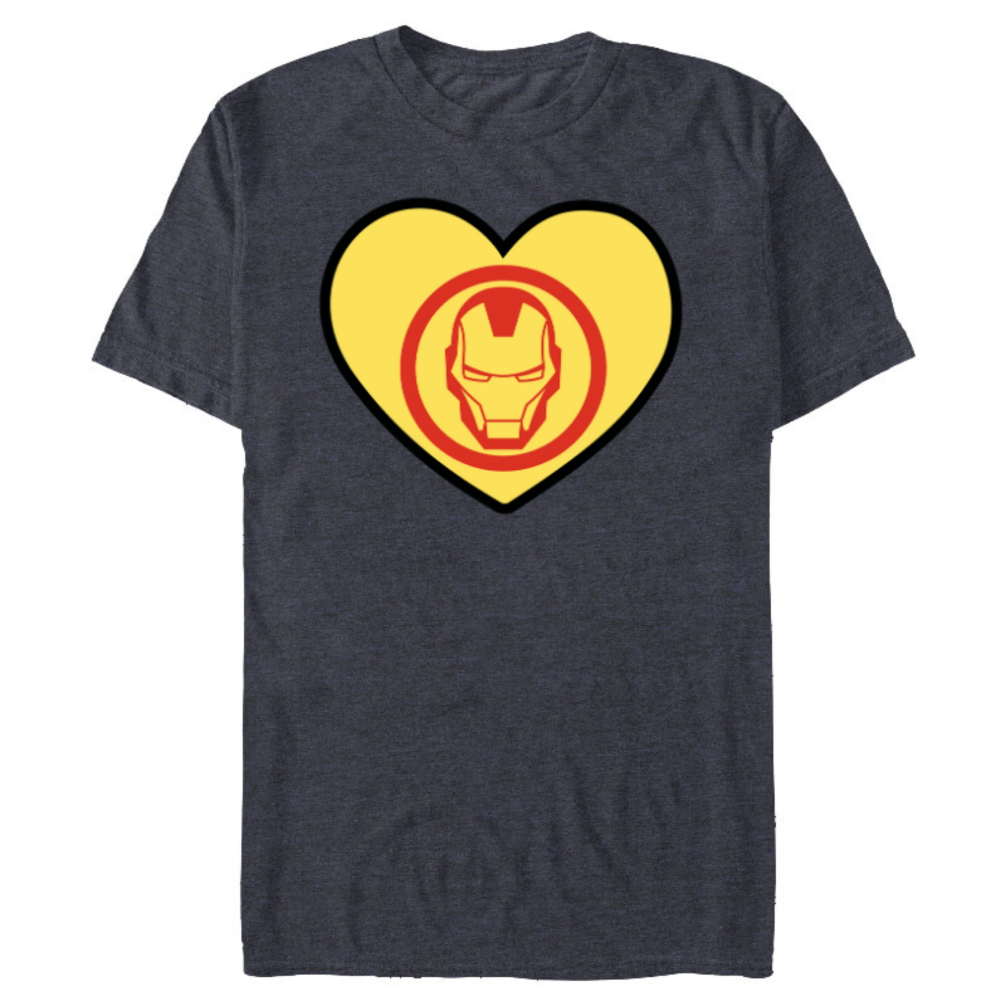 Marvel Iron Man Avengers Heart Love Romantic Valentine’s Day - Short Sleeve Blended T-Shirt for Adults - Customized-Navy Heather