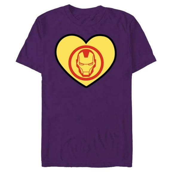 Marvel Iron Man Avengers Heart Love Romantic Valentine’s Day - Short Sleeve Blended T-Shirt for Adults - Customized-Purple
