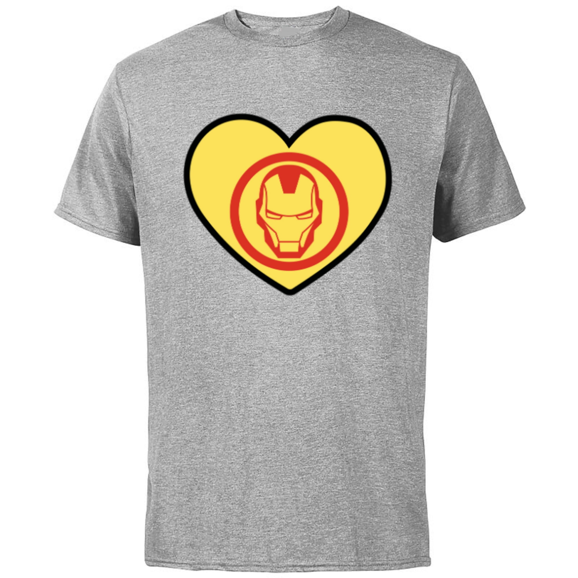 Marvel Iron Man Avengers Heart Love Romantic Valentine’s Day - Short Sleeve Cotton T-Shirt for Adults - Customized-Athletic Heather