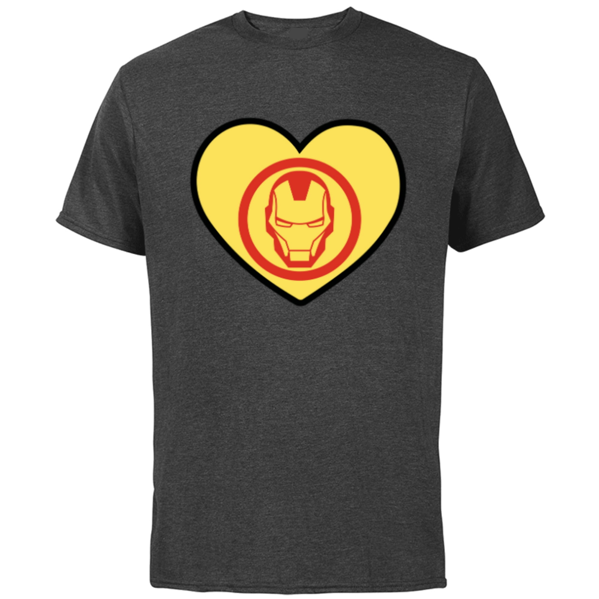 Marvel Iron Man Avengers Heart Love Romantic Valentine’s Day - Short Sleeve Cotton T-Shirt for Adults - Customized-Charcoal