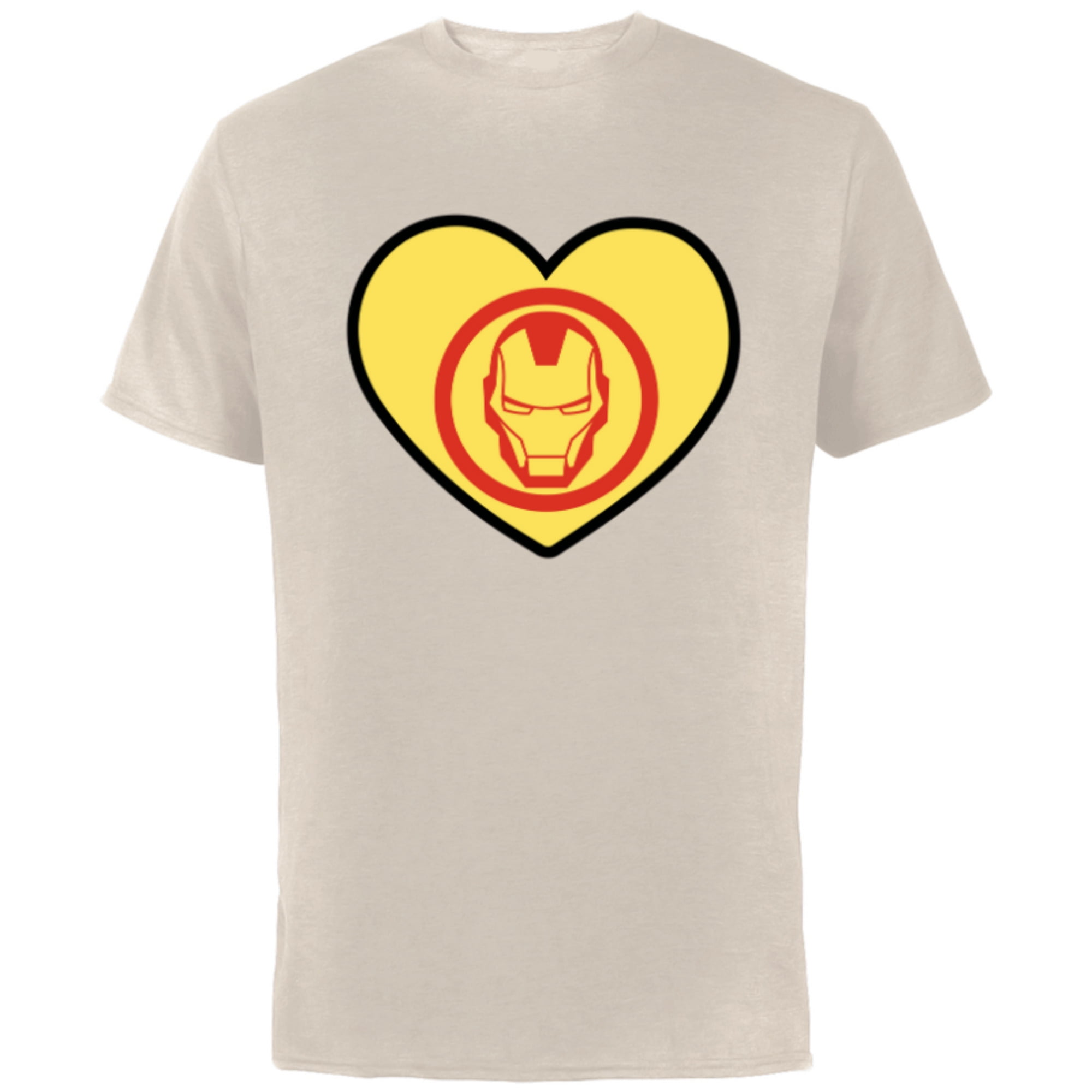 Marvel Iron Man Avengers Heart Love Romantic Valentine’s Day - Short Sleeve Cotton T-Shirt for Adults - Customized-Natural