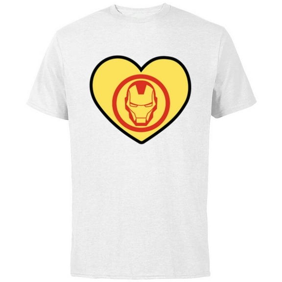 Marvel Iron Man Avengers Heart Love Romantic Valentine’s Day - Short Sleeve Cotton T-Shirt for Adults - Customized-White