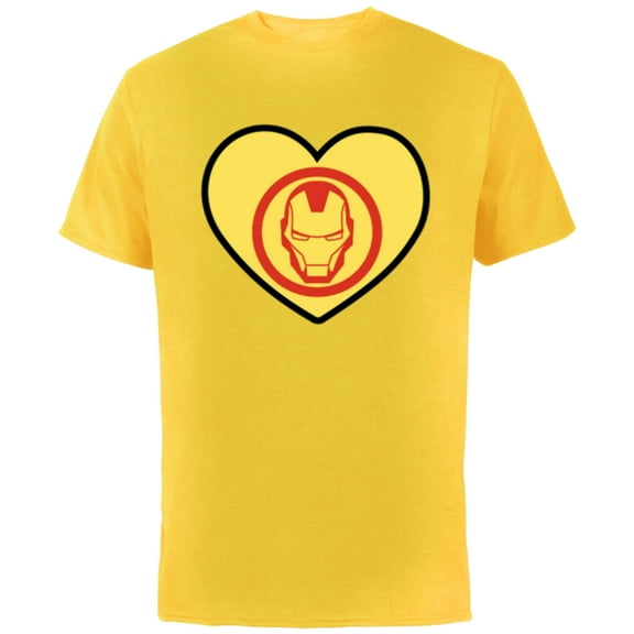 Marvel Iron Man Avengers Heart Love Romantic Valentine’s Day - Short Sleeve Cotton T-Shirt for Adults - Customized-Yellow