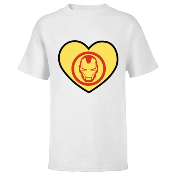 Marvel Iron Man Avengers Heart Love Romantic Valentine’s Day - Short Sleeve T-Shirt for Kids - Customized-White