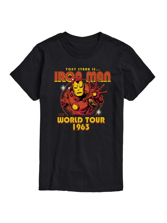 - Iron Man Band Tee Style Men's Short Sleeve Graphic T-Shirt