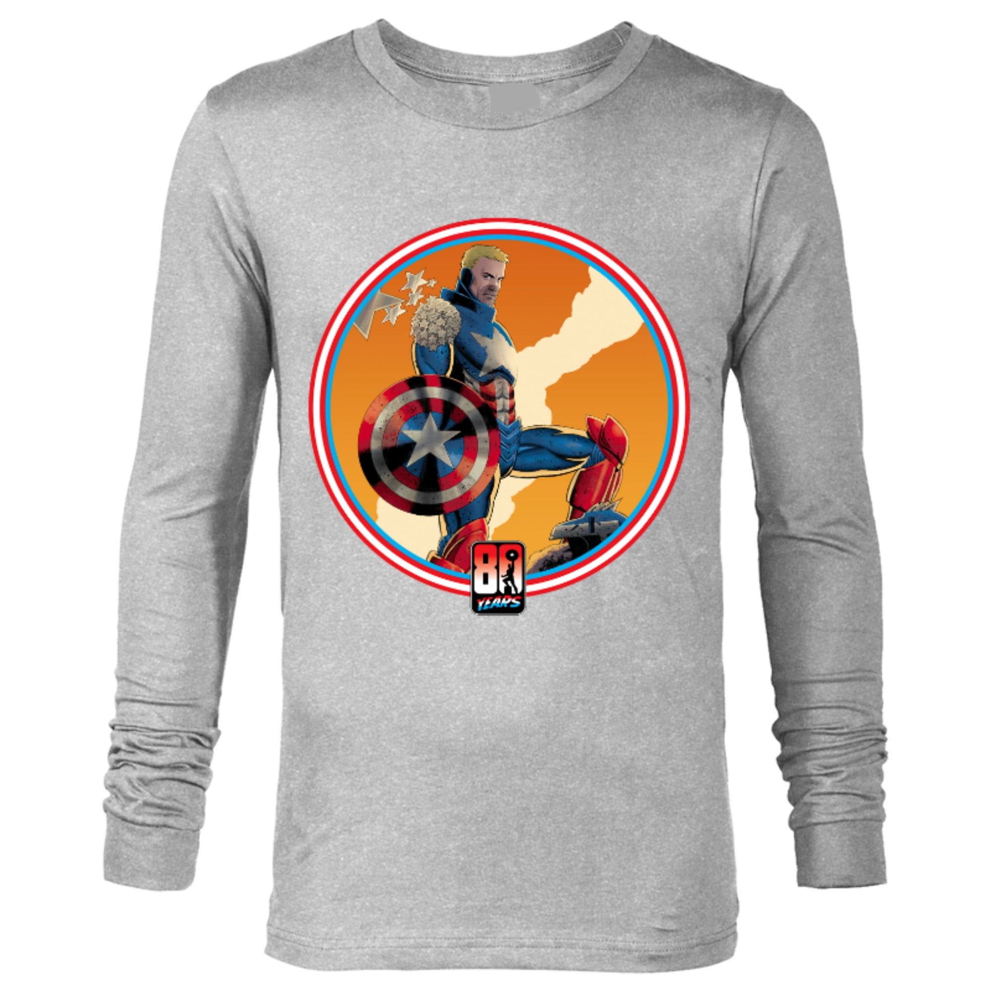 Marvel Iron Man Captain America 80th Anniversary Covers Standard - Long Sleeve T-Shirt for Men – Customized-Athletic Heather