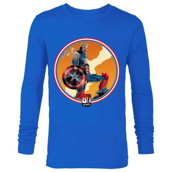 Marvel Iron Man Captain America 80th Anniversary Covers Standard - Long Sleeve T-Shirt for Men – Customized-Royal