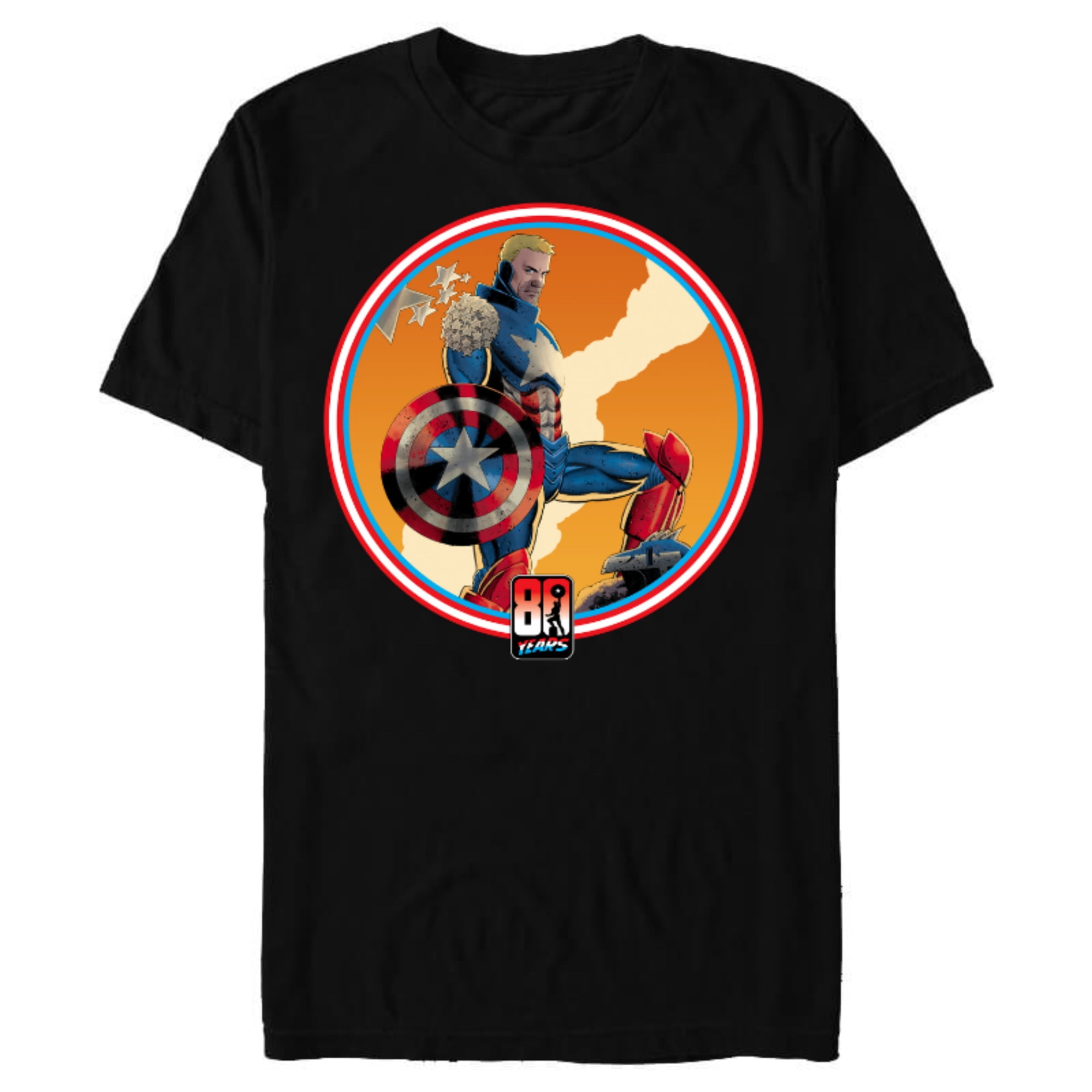 Marvel Iron Man Captain America 80th Anniversary Covers Standard - Short Sleeve Blended T-Shirt for Adults – Customized-Black