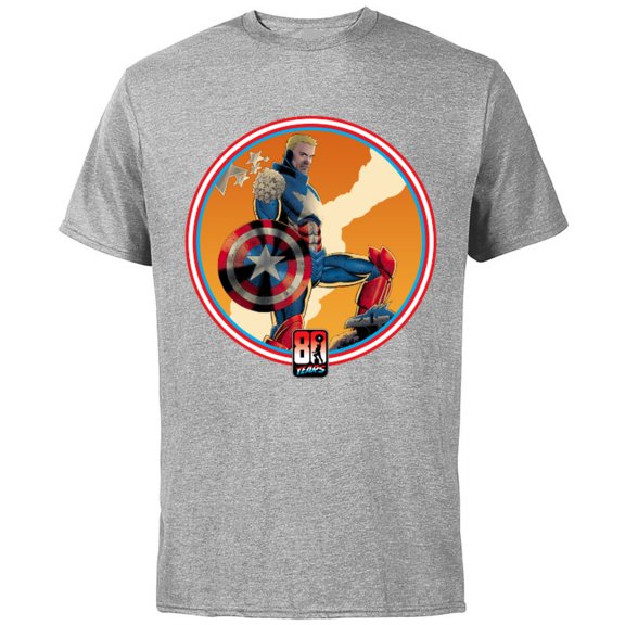 Marvel Iron Man Captain America 80th Anniversary Covers Standard - Short Sleeve Cotton T-Shirt for Adults - Customized-Athletic Heather