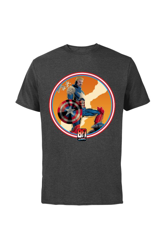 Iron Man Captain America 80th Anniversary Covers Standard - Short Sleeve Cotton T-Shirt for Adults - Customized-Charcoal