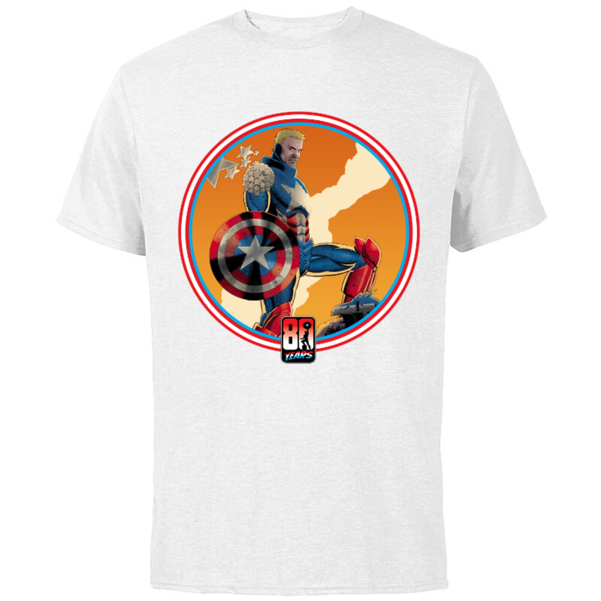 Marvel Iron Man Captain America 80th Anniversary Covers Standard - Short Sleeve Cotton T-Shirt for Adults - Customized-White
