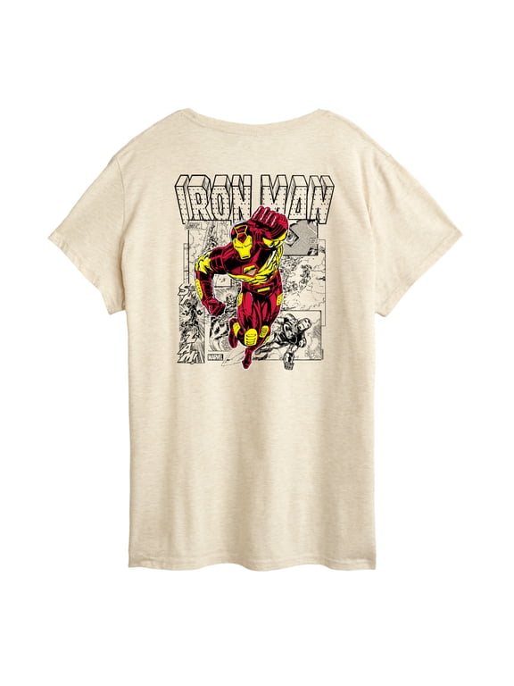 - Iron Man Comic Book Panels Women's Short Sleeve Graphic T-Shirt