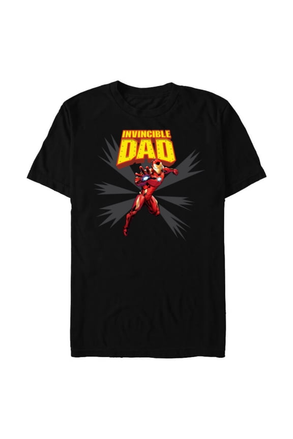 Iron Man Invincible Dad Birthday Father’s Day - Short Sleeve Blended T-Shirt for Adults - Customized-Black
