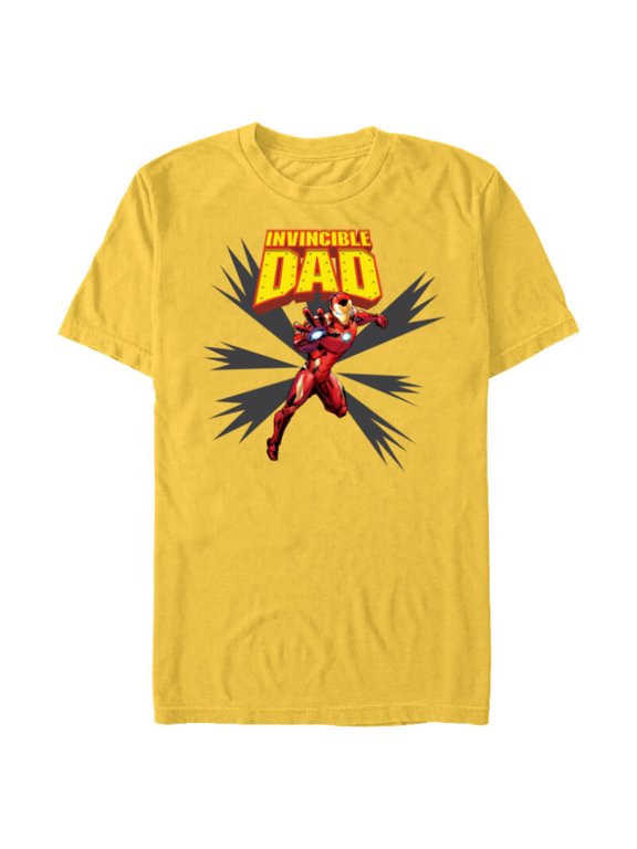 Iron Man Invincible Dad Birthday Father’s Day - Short Sleeve Blended T-Shirt for Adults - Customized-Yellow