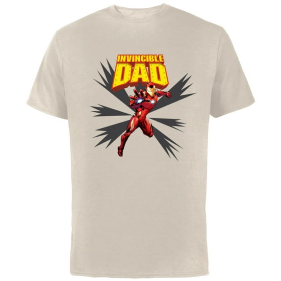 Marvel Iron Man Invincible Dad Birthday Father’s Day - Short Sleeve Cotton T-Shirt for Adults - Customized-Natural