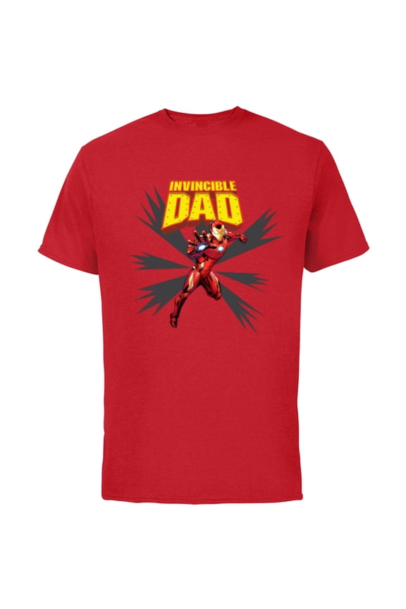 Iron Man Invincible Dad Birthday Father’s Day - Short Sleeve Cotton T-Shirt for Adults - Customized-Red