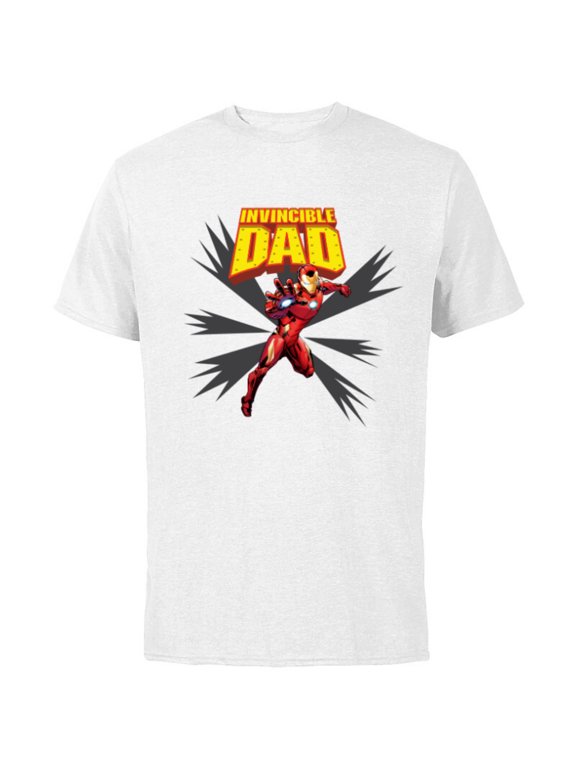 Iron Man Invincible Dad Birthday Father’s Day - Short Sleeve Cotton T-Shirt for Adults - Customized-White