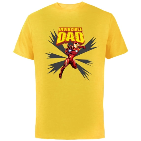 Marvel Iron Man Invincible Dad Birthday Father’s Day - Short Sleeve Cotton T-Shirt for Adults - Customized-Yellow