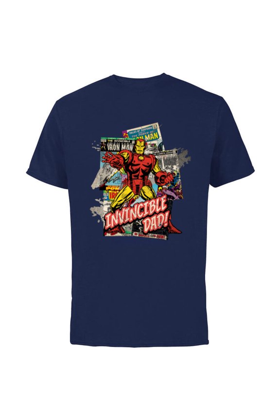 Iron Man Invincible Dad Father's Day - Short Sleeve Cotton T-Shirt for Adults - Customized-Navy