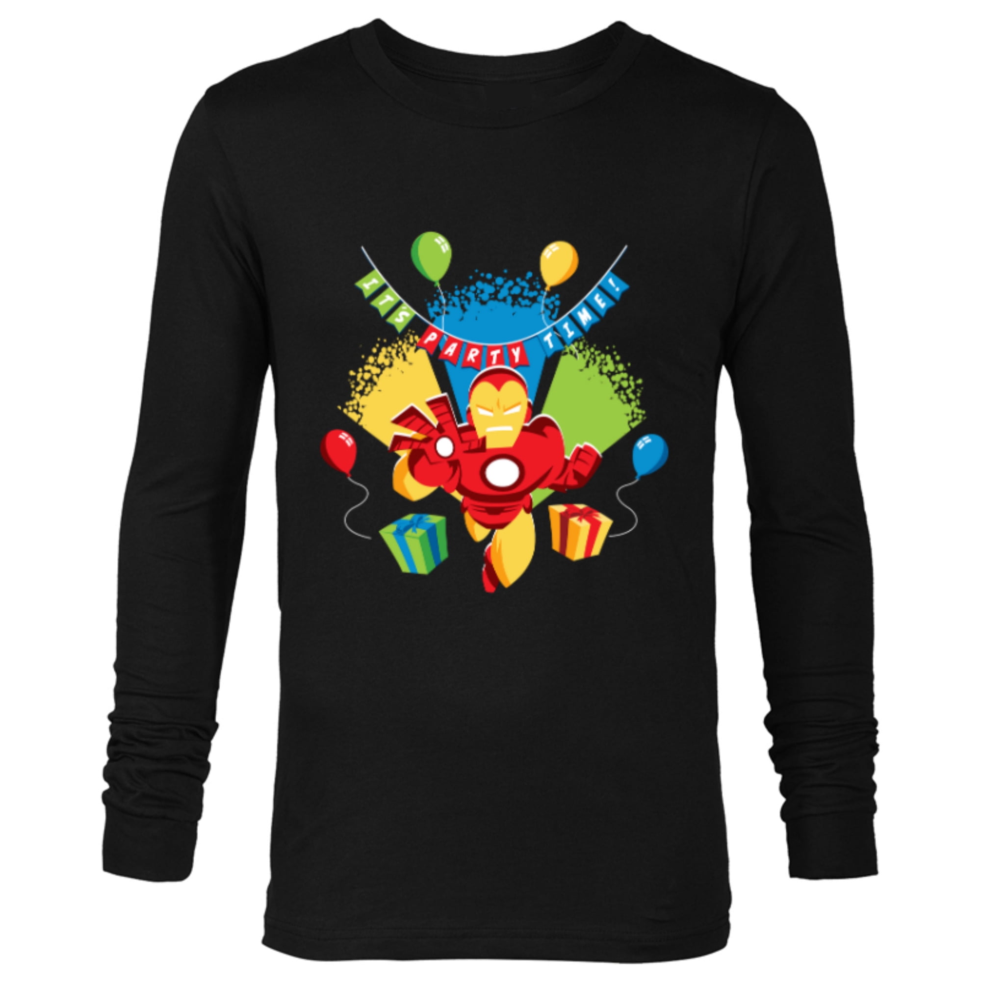 Marvel Iron Man It’s Party Time Birthday - Long Sleeve T-Shirt for Men - Customized-Black