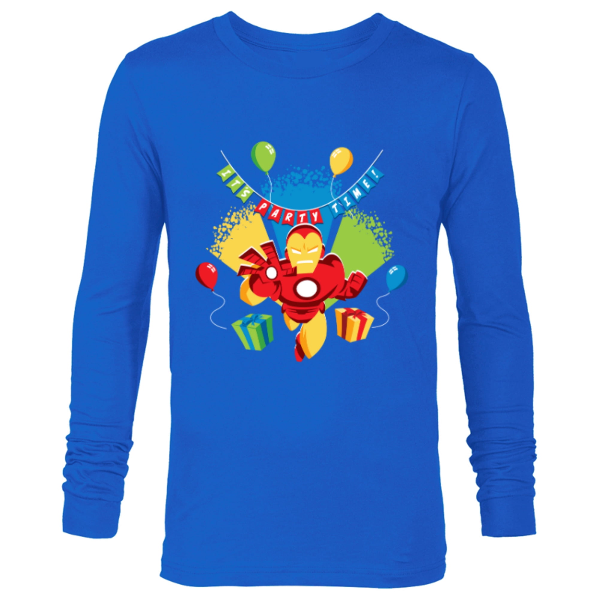 Marvel Iron Man It’s Party Time Birthday - Long Sleeve T-Shirt for Men - Customized-Navy