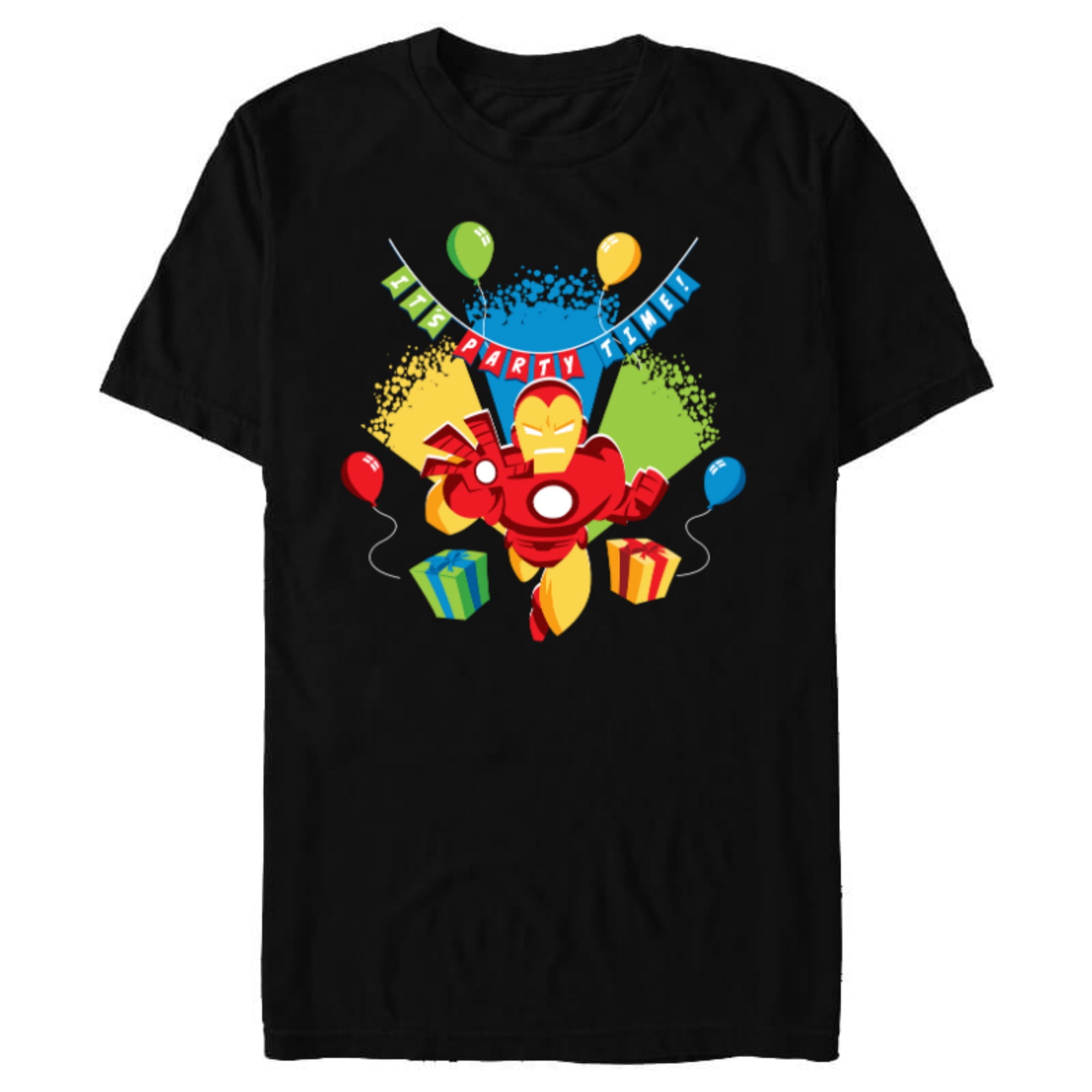 Marvel Iron Man It’s Party Time Birthday - Short Sleeve Blended T-Shirt for Adults - Customized-Black