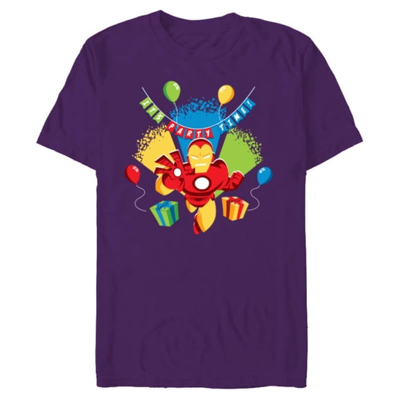 Marvel Iron Man It’s Party Time Birthday - Short Sleeve Blended T-Shirt for Adults - Customized-Purple