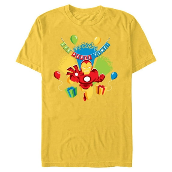 Marvel Iron Man It’s Party Time Birthday - Short Sleeve Blended T-Shirt for Adults - Customized-Yellow
