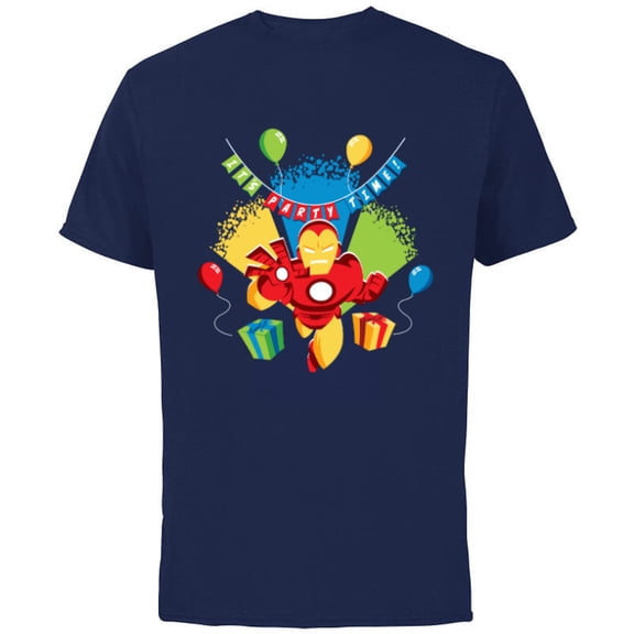 Marvel Iron Man It’s Party Time Birthday - Short Sleeve Cotton T-Shirt for Adults - Customized-Navy